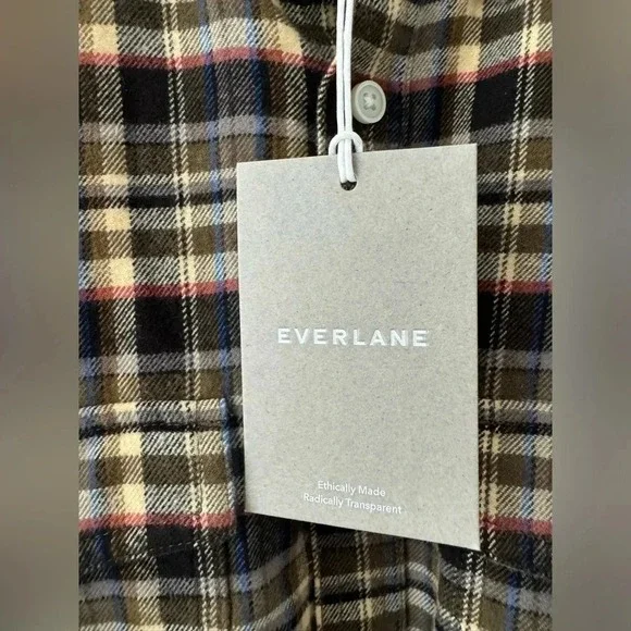 EVERLANE Men's Plaid Flannel Button Down Shirt Long Sleeve Beechwood Size L - Picture 7 of 13